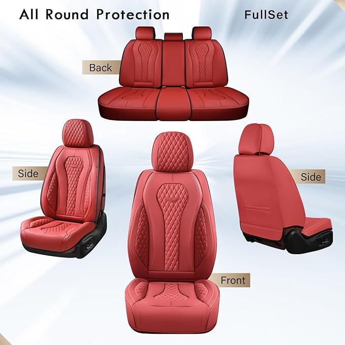 Coverado Seat Covers, Car Seat Covers Full Set, Red Car Seat Cover, Car Seat Covers Front Seats Back Seat Covers, Waterproof 