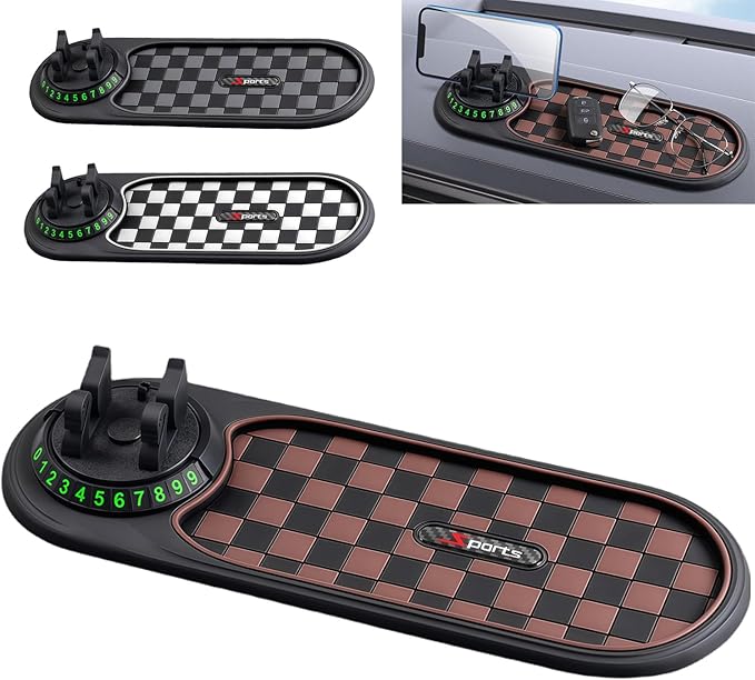 Multifunction Car Anti-Slip Mat, 3-in-1 Rotating Dashboard Mat, Large Storage Pad, Anti-Slip Phone Holder, 360° Rotating Moun