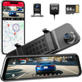 12" Mirror Dash Cam, 4K UHD Front and 2.5K Rear View Dash Camera for Car, with ADAS BSD LCA Smart Mode, GPS, G-Sensor, Loop R