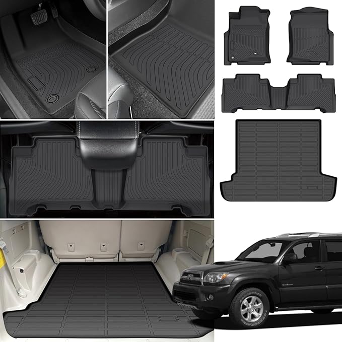 Floor Mats for Toyota 4Runner 2003-2009, NOT for with 3rd Row Seats, NOT for Sport, 4th gen 4runner Floor Mats for 4Runner SR5 | Limited, ONLY for 5 Seats, TPE Front & Rear Row & Cargo Liner