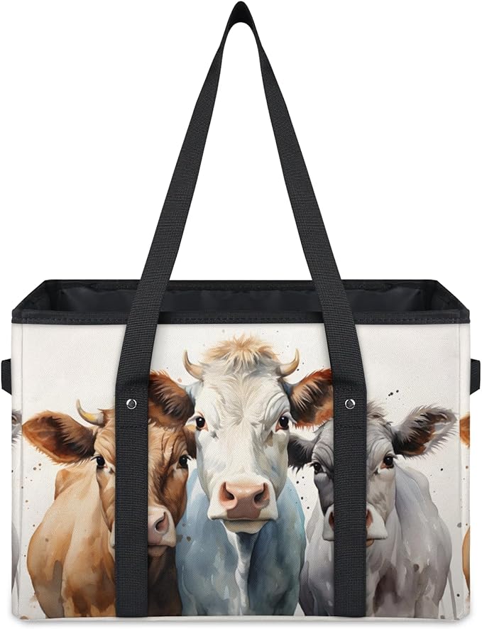 Reusable Grocery Bags Heavy Duty Shopping Bags Foldable Large Tote Bags with Long Handles & Hard Bottom