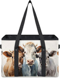 Reusable Grocery Bags Heavy Duty Shopping Bags Foldable Large Tote Bags with Long Handles & Hard Bottom