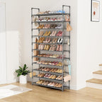 LANTEFUL 11 Tiers Tall Shoe Rack Holds 55 Pairs of Shoes with 18pcs Hooks Sturdy Wide Shoe Organizer Storage Free Standing Me