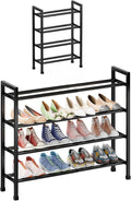 Abiglifty 4-Tier Expandable Shoe Rack,17"-33" Adjustable Shoe Rack for Closet,Metal Shoes Shelves for Front Door Entrance, Ga