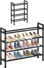 Abiglifty 4-Tier Expandable Shoe Rack,17"-33" Adjustable Shoe Rack for Closet,Metal Shoes Shelves for Front Door Entrance, Ga