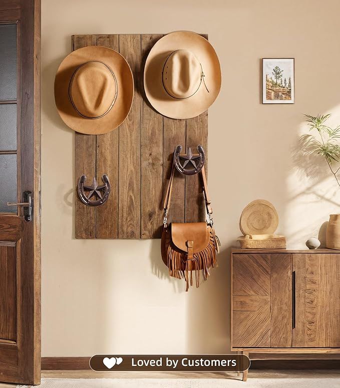 Cowboy Hat Hanger Wall Mount, 4 Pack Cowboy Hat Rack, Metal Horseshoe Hook, Horseshoe Decor, Western Hat Hook for Wall, Hat H