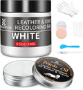 SHADAIWUYU 8.5oz Leather Recoloring Balm with 100ml Mink Oil,White Leather Repair kit for Furniture and Car Interior,Leather 