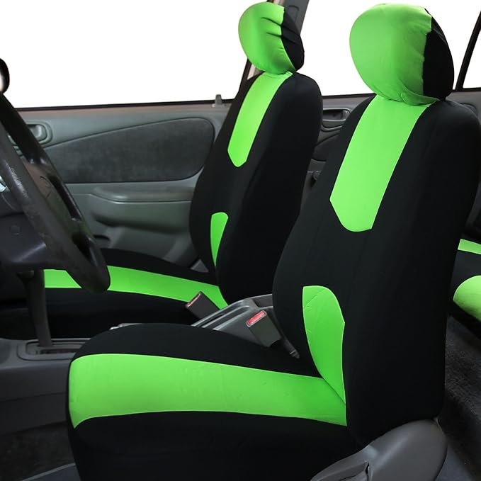 FH Group Flat Cloth Full Set Car Seat Covers Three Row 7 Seater - Universal Fit for Cars, Trucks & SUVs Green