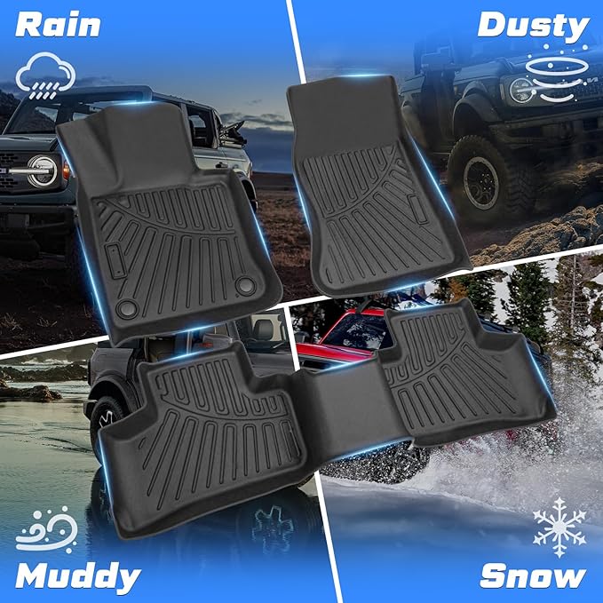 Sunsdrew All Weather Floor Mats for Mercedes Benz GLC 300 / GLC 43 AMG 2023-2025 2026 Accessories TPE Rubber Car Mats Heavy Duty Raised Edge