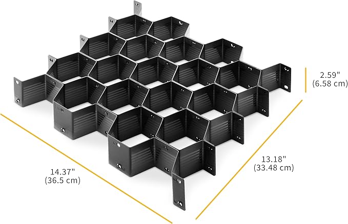 Whitmor Honeycomb Drawer Organizer - Set of 3 - Black