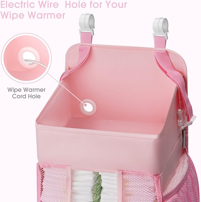 Maliton Hanging Diaper Caddy Nursery Caddy Organizer for Playard, Wall or Crib, Diaper Stacker with Baby Essentials Storage