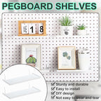 Lineshading 4 Pcs Pegboard Shelves, 10 x 4 Inch Metal Shelf Brackets Pegboard Tray Accessories Wall Organizer for Craft Room 