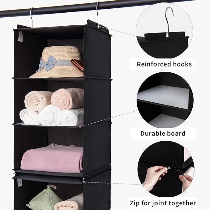 GRANNY SAYS 6-Shelf Hanging Organizer for Closet, Separable to 2 Pack 3-Shelf Hanging Shelves, Hanging Organizer for Bedroom,