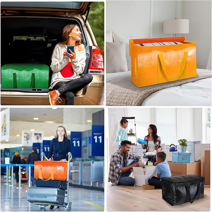 BALEINE 6-Pack Oversized Moving Bags with Reinforced Handles, Heavy-Duty Storage Tote for Clothes, Moving Supplies (Light Gre