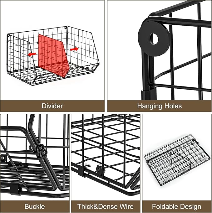 Jautokerdar 6 Tier Extra Large Hanging Storage Organizer,Hanging Closet Shelves with Dividers,Closet Organizer Wire Shelf wit