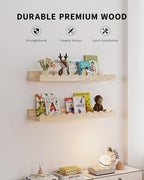 Shario Nursery Book Shelves, 4-Pack Wood Floating Shelves for Wall Kids, Scalloped Shelves, Wall Book Shelves for Bedroom Kid