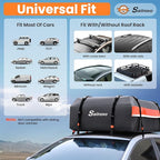 Sailnovo Car Rooftop Cargo Carrier 15 Cubic Feet, Waterproof 1000D PVC Car Roof Bag with Anti-Slip Mat, Combination Lock, Storage Bag, Door Hooks & Tie-Down Strap fit Vehicle with/Without Luggage Rack