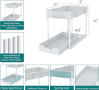 DEKAVA Cabinet, 2 Pack Under Sink Organizer, 2 Tier Sliding Bathroom Kitchen Organizer, Large White ABS Baskets, Easy Install
