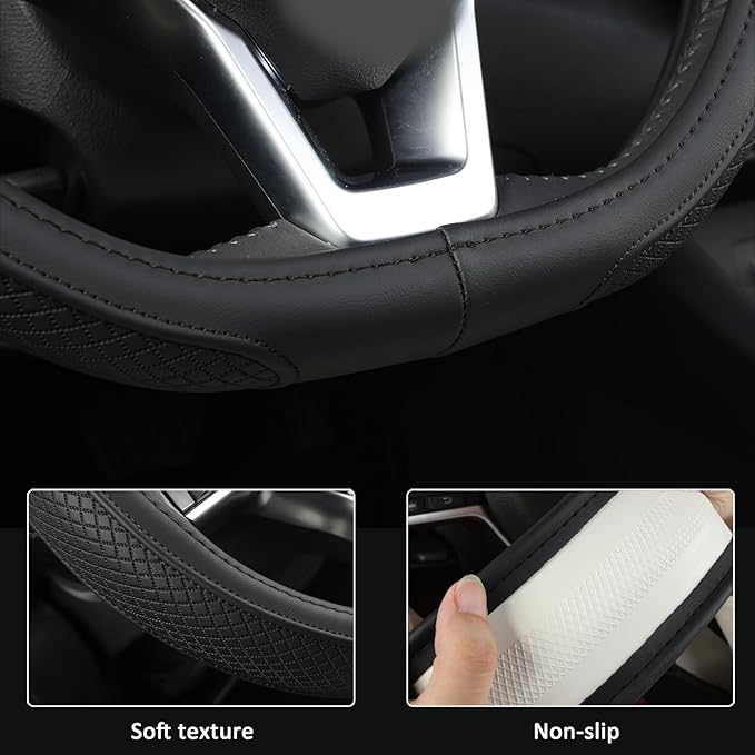 West Llama Customized Auto Car Steering Wheel Cover for Nissan,D Shaped Steering Wheel Cover for Rogue,Altima,Kicks (D-Shaped