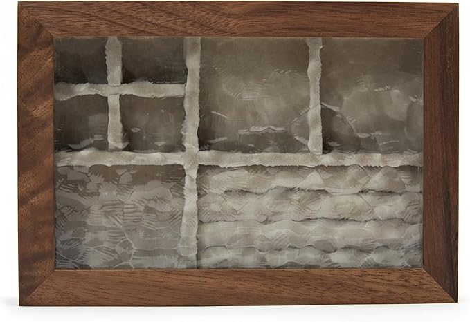 pandapark Wooden Jewelry Box with Glass Lid, Multi-Compartment Storage Display Case, Walnut Brown (Silver Walnut)