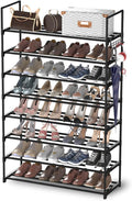 Hsscblet 8 Tiers Metal Shoe Rack,Adjustable Shoe Shelf Storage Organizer with Hooks,Stackable Boot & Shoe Storage,for Entrywa