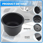 SDTC Tech Black Sofa Cup Holder, Universal Plastic Recessed Cup Holder with Drain for RV Boats, Cars, Sofas and Golf Carts (2