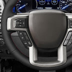 MEWANT DIY Black Smooth Woven Embossed Faux Leather Steering Wheel Cover for Ford F150 F250 F350 Expedition 2018-2021