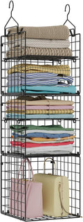 X-cosrack Hanging Closet Organizer and Storage - 5-Tier Closet Storage Organizer Baskets for Clothes & Adjustable Collapsible