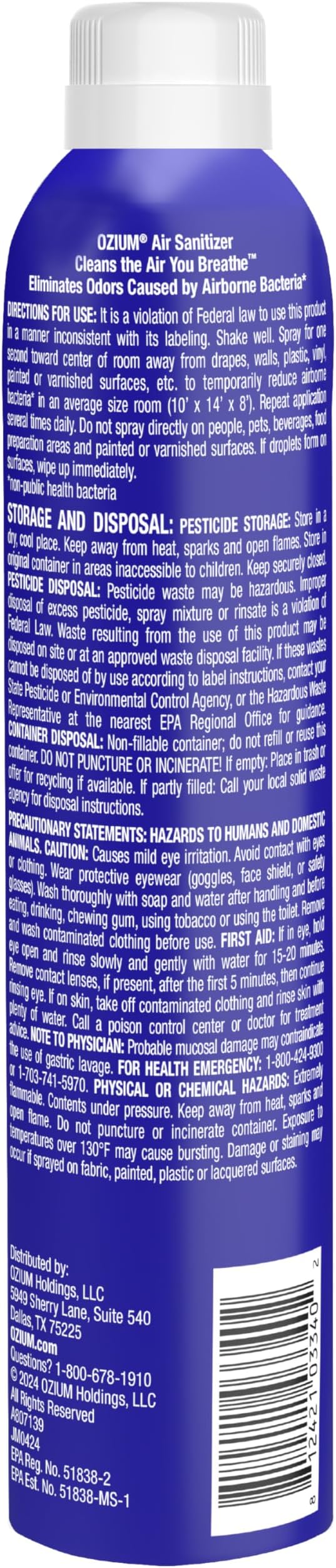 Ozium 8 Oz. Air Sanitizer & Odor Eliminator for Homes, Cars, Offices and More, Country Fresh Scent, Pack of 3