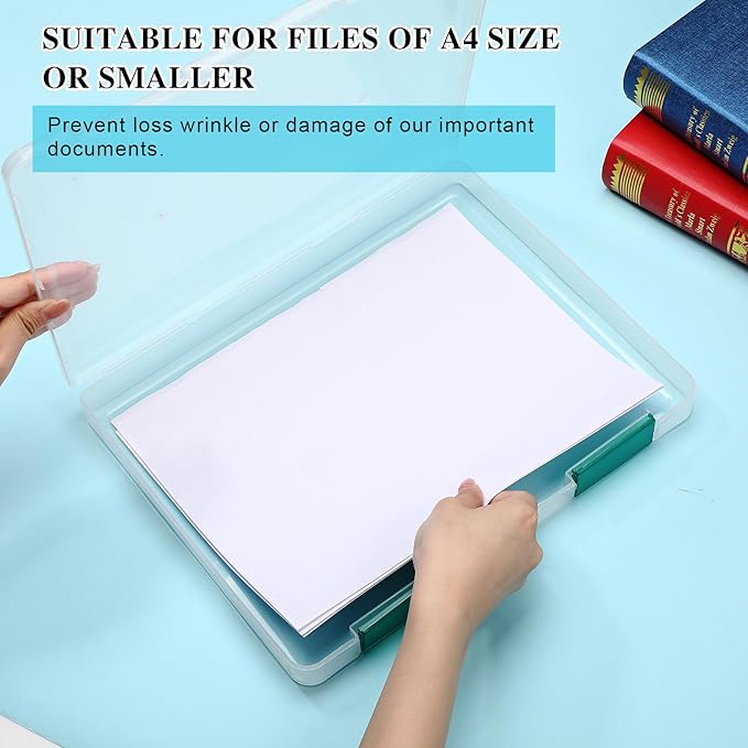 PerKoop 6 Pcs Clear Paper Storage Box A4 Plastic File Box Document Paper Organizer Storage Board Game Project Cases Container