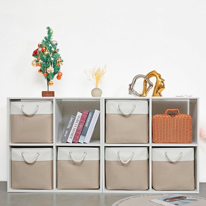 13 x 13 Inch Storage Cubes，6 Pack Cube Storage Bins for Shelves，Fabric Collapsible Storage Bins with Handles, Foldable Storag