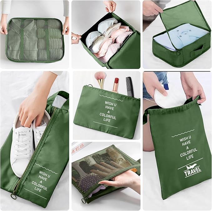 Packing Cubes for Travel-10 Set Luggage Organizer Bags for Family, Mesh Breathable Packing Cubes for Suitcases Durable Travel