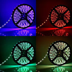 SUPERNIGHT LED Strip Lights, 16.4FT 5M SMD 5050 Waterproof 300LEDs RGB Color Changing Flexible LED Light Strip for Bedroom, TV Back Lighting, Christmas, Valentine's Day (Black PCB)