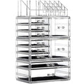 Cq Acrylic 4 Pack Clear Makeup Storage, Stackable 10 Drawer Organizer for Vanity, Jewelry, Hair Clip, Beauty & Skincare Produ