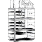 Cq Acrylic 4 Pack Clear Makeup Storage, Stackable 10 Drawer Organizer for Vanity, Jewelry, Hair Clip, Beauty & Skincare Produ