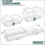 Sorbus Acrylic Storage Containers - 5 Pack, Stackable Storage Bins Set for Bathroom Organization - Clear Acrylic Drawer Organ