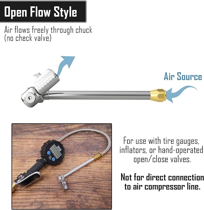 JACO Lightning T-Series Tire Air Chuck - 1/4" F-NPT (Open Flow)