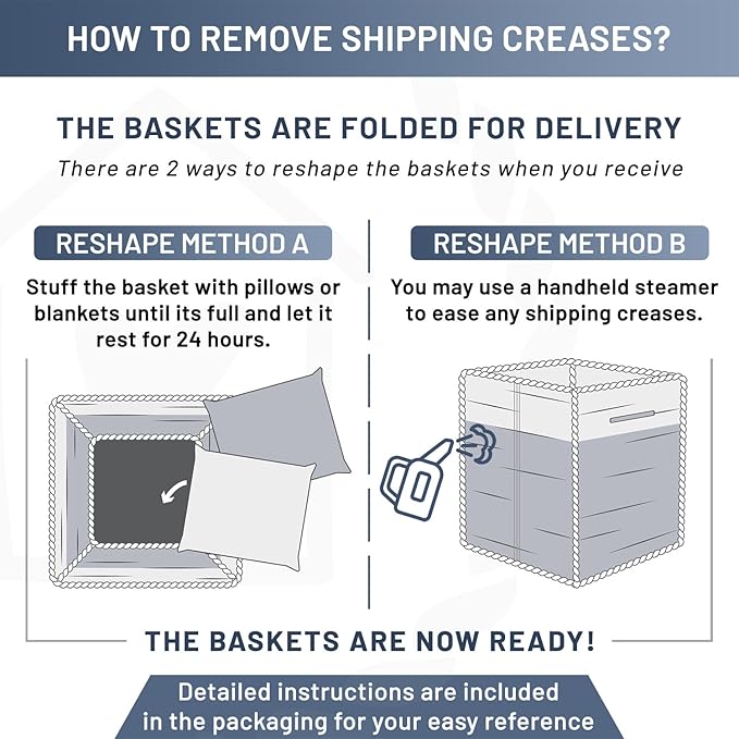 NaturalCozy Storage Cubes 11 Inch Cotton Rope Woven Baskets for Organizing, 3-Pack | Cube Storage Bin | Square Storage Basket