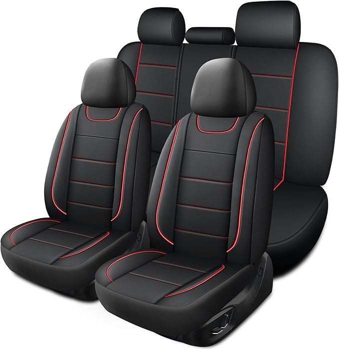 Car Seat Covers, Quilting Leather Seat Covers Full Set, Waterproof Faux Leather Automotive Seat Covers for Cars, Universal Ca