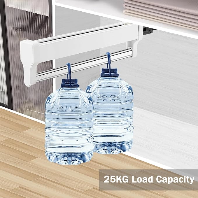 Pull Out Closet Valet Rod, Adjustable Sliding Heavy Duty Steel Top Mounted Clothes Storage Hanger Rail for Closet Wardrobe (4