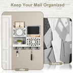 Mail Organizer Wall Mounted, 2 Slots Key Holder for Wall with 8 Hooks, Rustic Wood Key Rack with Shelf for Entryway Hallwall 