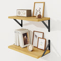 Floating Shelves, 8 Inch Deep Rustic Wood Wall Storage, 16W x 8D Wall Shelves Set of 2, Heavy Duty Metal Brackets, Industrial