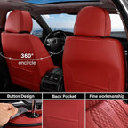 Coverado Car Seat Covers Full Set, Red Seat Covers for Car with Lumbar Support, Nappa Leather Seat Covers Waterproof Car Seat