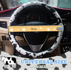 Universal Steering Wheel Cover Women 14.5-15 inch car Accessories Cow Print Western Leather Anime Black and White Cute Wheel 