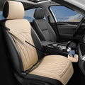 1 Pack Leather Front Car Seat Cover, Universal Sideless Car Seat Protector with Storage Pocket and Seat Belt Pad, Waterproof 