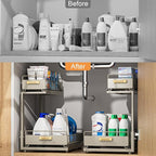 Under Sink Organizer, High Adjustable 2 Tier Under Kitchen Sink Organizer, Multi-Purpose Storage Shelf for Kitchen Bathroom C