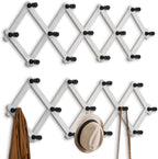 WGFKVAS 2 Pack Expandable Coat Rack, Accordion Wall Hanger, Wooden Hat Rack Wall Mounted, Accordion Hook for Mugs, Cap, Coats