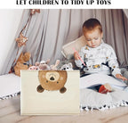 Rectangular Bear Basket Cute Animal Woodland Storage Basket Organizer Bins With Handles,Toy Baskets Storage Kids,Bear Laundry