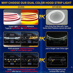 Exterior Car LED Hood Light Strip,Dual Color Dynamic Scan Start Up Hoodbeam Kit,Led Daytime Running Lights White&Amber Switchback Sequential Turn Signal Lights for Cars, Trucks,SUV(79inch/1set)