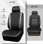 CAR PASS Leather Bling Diamond Car Seat Cover 2 Front Interior Sets, Waterproof Universal Shining Glitter Crystal Sparkle Fit for 95% Automotive Truck SUV Cute Women Girl, Black Silver Rhinestone